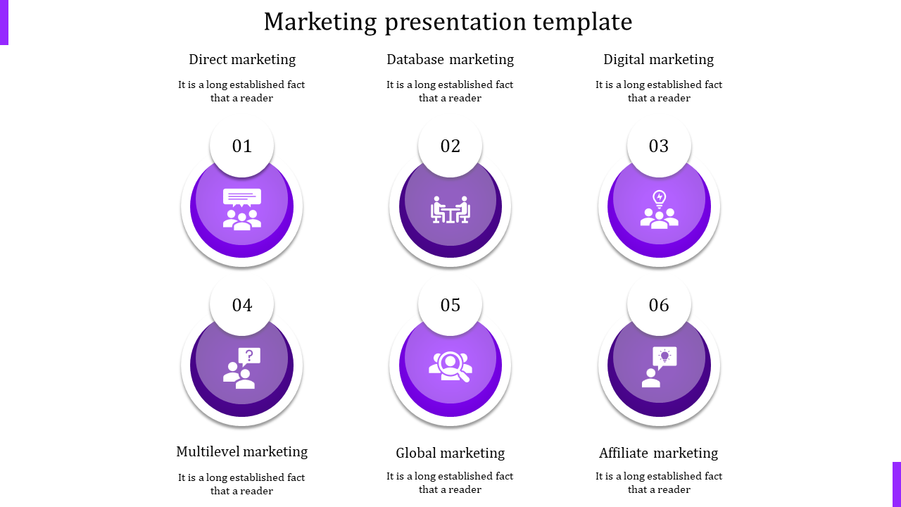 Fantastic Marketing Presentation Template with Six Nodes